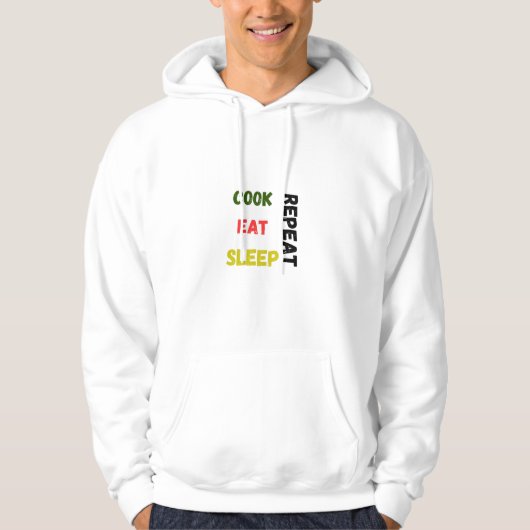 "Cook Eat Sleep Repeat" Grappige Mannen Hoodie (Voorkant)