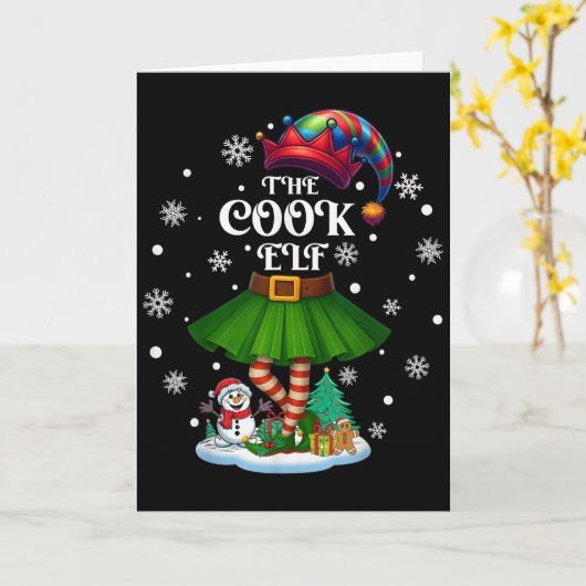 Cook Elf Squad Xmas Women Girls Mom Christmas Fami Kaart (Gele Bloem)