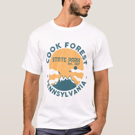 Cook Forest State Park Pennsylvania  Retro T-shirt (Voorkant)