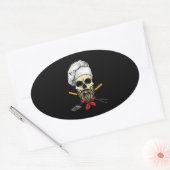 Cook Grill Master Chef Skull Face Halloween Gift Ovale Sticker (Envelop)