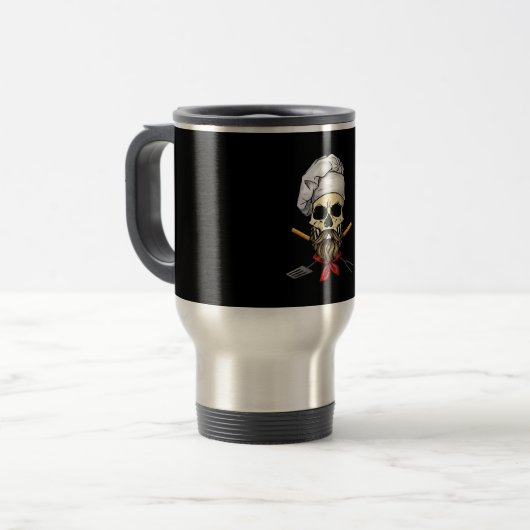 Cook Grill Master Chef Skull Face Halloween Gift Reisbeker (Voorkant links)