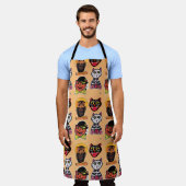 Cook Halloween Cat Pumpkin Owl Fun Schort (Gedragen)