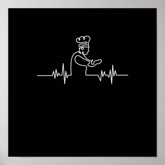 Cook Heartbeat Chef Cooking Kitchen Poster (Voorkant)