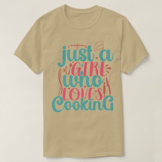 Cook is gewoon een meisje dat van het koken Chef h T-shirt (Design voorkant)