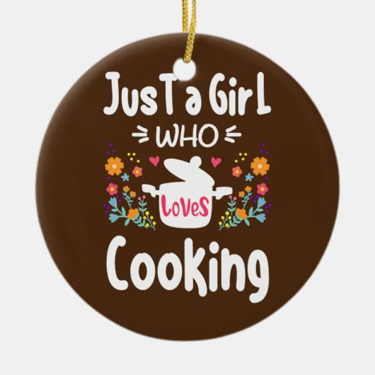 Cook is gewoon een meisje dat van het koken van Ch Keramisch Ornament (Voorkant)