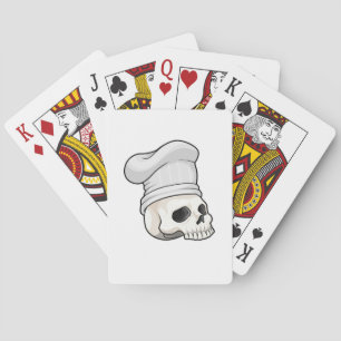Cook met pet op de borst pokerkaarten