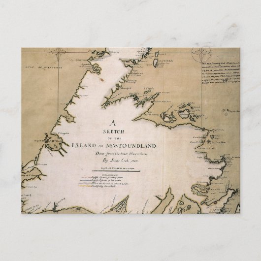 COOK: NEWFOUNDLAND, 1763 BRIEFKAART (Voorkant)