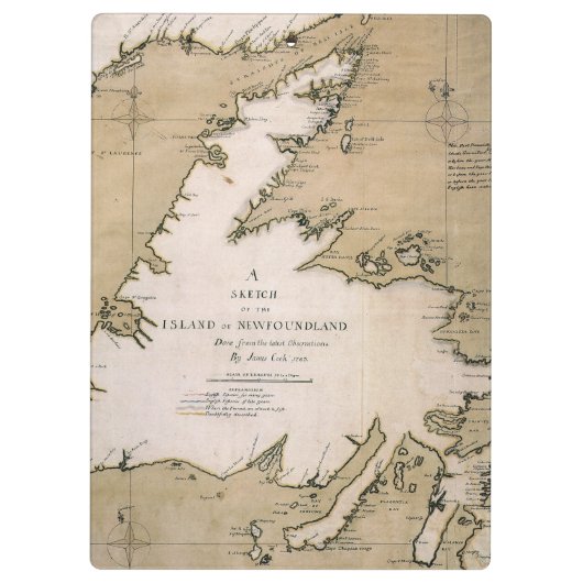 COOK: NEWFOUNDLAND, 1763 KLEMBORD (Achterkant)