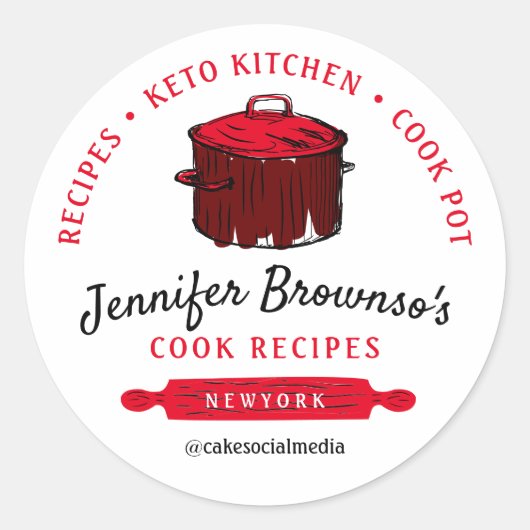 Cook Pot Recipes Food Blog Ronde Sticker (Voorkant)