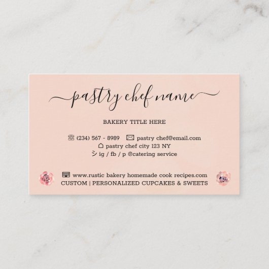 Cook Recipe Whisk Dough Bowl Blush Pink Visitekaartje (Achterkant)