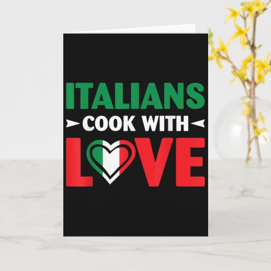 Cook With Love Italian Chef Funny Sayings Quotes  Kaart (Gele Bloem)