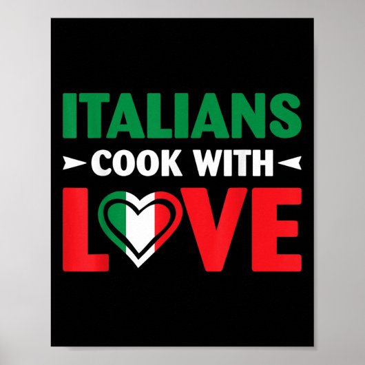 Cook With Love Italian Chef Funny Sayings Quotes  Poster (Voorkant)
