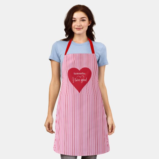 Cook With Love Personalized Heart Valentine Apron Schort (Gedragen)