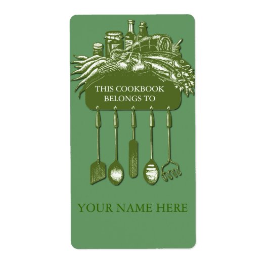 Cookbook Collectie Bookplate ..groen Etiket (Voorkant)