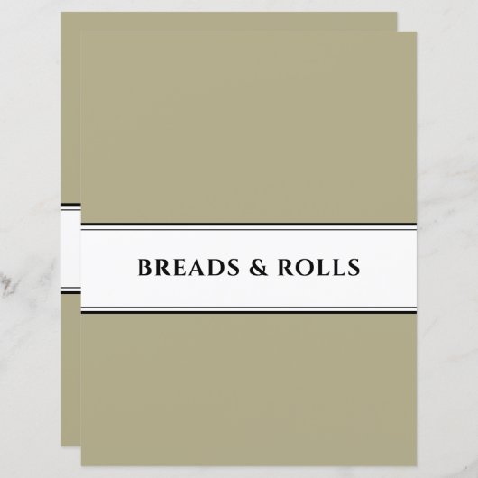 Cookbook Divider | Brood en rollen | Sage Black Wh (Voorkant / Achterkant)
