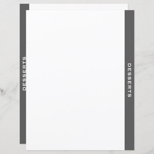 Cookbook Divider | Grijs en wit | Desserts (Voorkant / Achterkant)