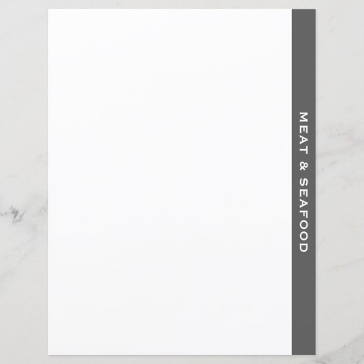 Cookbook Divider | Grijs en wit | Vlees en zeevruc (Voorkant)