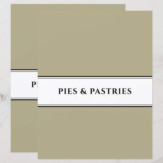 Cookbook Divider | Pie en banketbakken | Sage Blac (Voorkant / Achterkant)