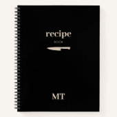 Cookbook-minimalistische monogram aangepast recept notitieboek (Voorkant)