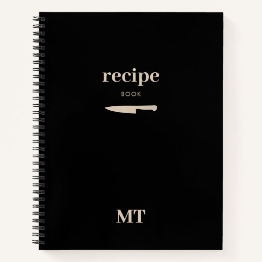 Cookbook-minimalistische monogram aangepast recept notitieboek (Voorkant)