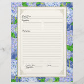 Cookbook Page Blue Hydrangea Lace Floral Formal Flyer (Voorkant)