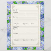 Cookbook Page Blue Hydrangea Lace Floral Formal Flyer (Achterkant)