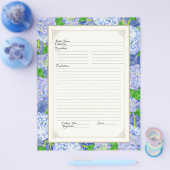 Cookbook Page Blue Hydrangea Lace Floral Formal Flyer (Enkel)