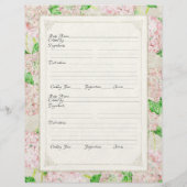 Cookbook Page Pink Hydrangea Floral Formele Flyer (Achterkant)