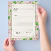 Cookbook Page Pink Hydrangea Floral Formele Flyer (Hand)