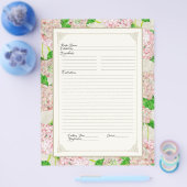 Cookbook Page Pink Hydrangea Floral Formele Flyer (Enkel)