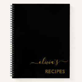 Cookbook Recipe Black Gold Monogram Notitieboek