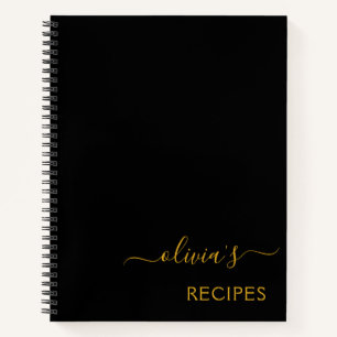 Cookbook Recipe Black Gold Monogram Notitieboek