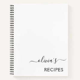 Cookbook Recipe Black White Monogram Notitieboek