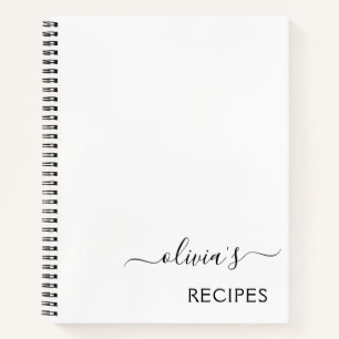 Cookbook Recipe Black White Monogram Notitieboek