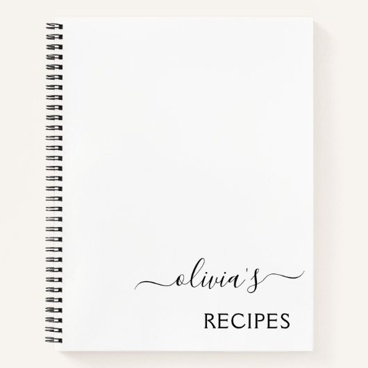 Cookbook Recipe Black White Monogram Notitieboek (Voorkant)
