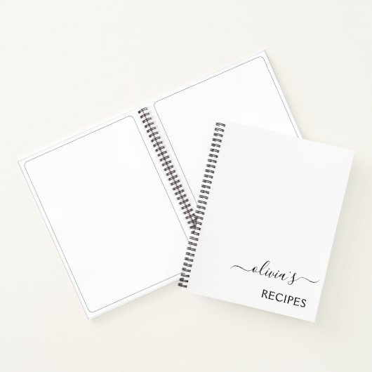 Cookbook Recipe Black White Monogram Notitieboek (Binnen)