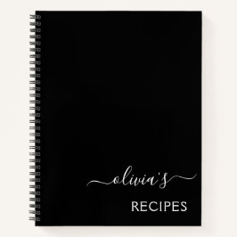 Cookbook Recipe Black White Monogram Notitieboek