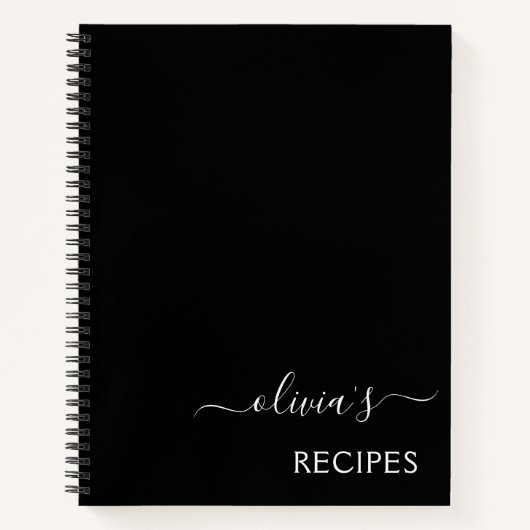 Cookbook Recipe Black White Monogram Notitieboek (Voorkant)
