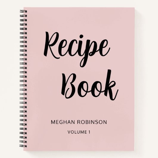 Cookbook Recipe Blush Pink Girly Monogram Notitieb Notitieboek (Voorkant)
