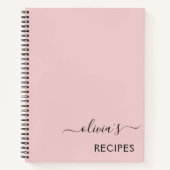 Cookbook Recipe Blush Pink Girly Monogram Notitieboek (Voorkant)
