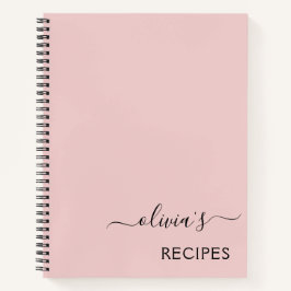 Cookbook Recipe Blush Pink Girly Monogram Notitieboek