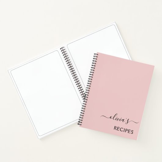 Cookbook Recipe Blush Pink Girly Monogram Notitieboek (Binnen)