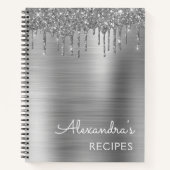 Cookbook Recipe Book Silver Glitter Monogram Notitieboek (Voorkant)