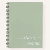 Cookbook Recipe Green Sage Girly Monogram Notitieboek (Voorkant)