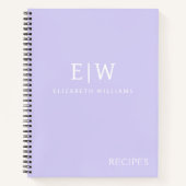 Cookbook Recipe Lavender Paarse Girly Monogram Notitieboek (Voorkant)