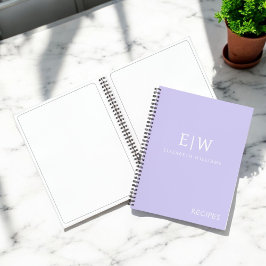 Cookbook Recipe Lavender Paarse Girly Monogram Notitieboek