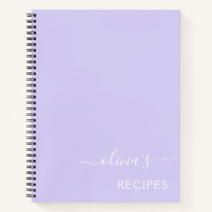 Cookbook Recipe Lavender Paarse Girly Monogram Notitieboek
