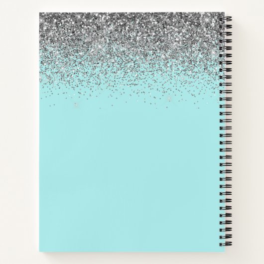 Cookbook Recipe Silver Aqua Blauwgroen Blue Glitte Notitieboek (Achterkant)