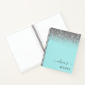 Cookbook Recipe Silver Aqua Blauwgroen Blue Glitte Notitieboek (Binnen)