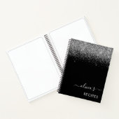 Cookbook Recipe Silver Black Glitter Monogram Notitieboek (Binnen)
